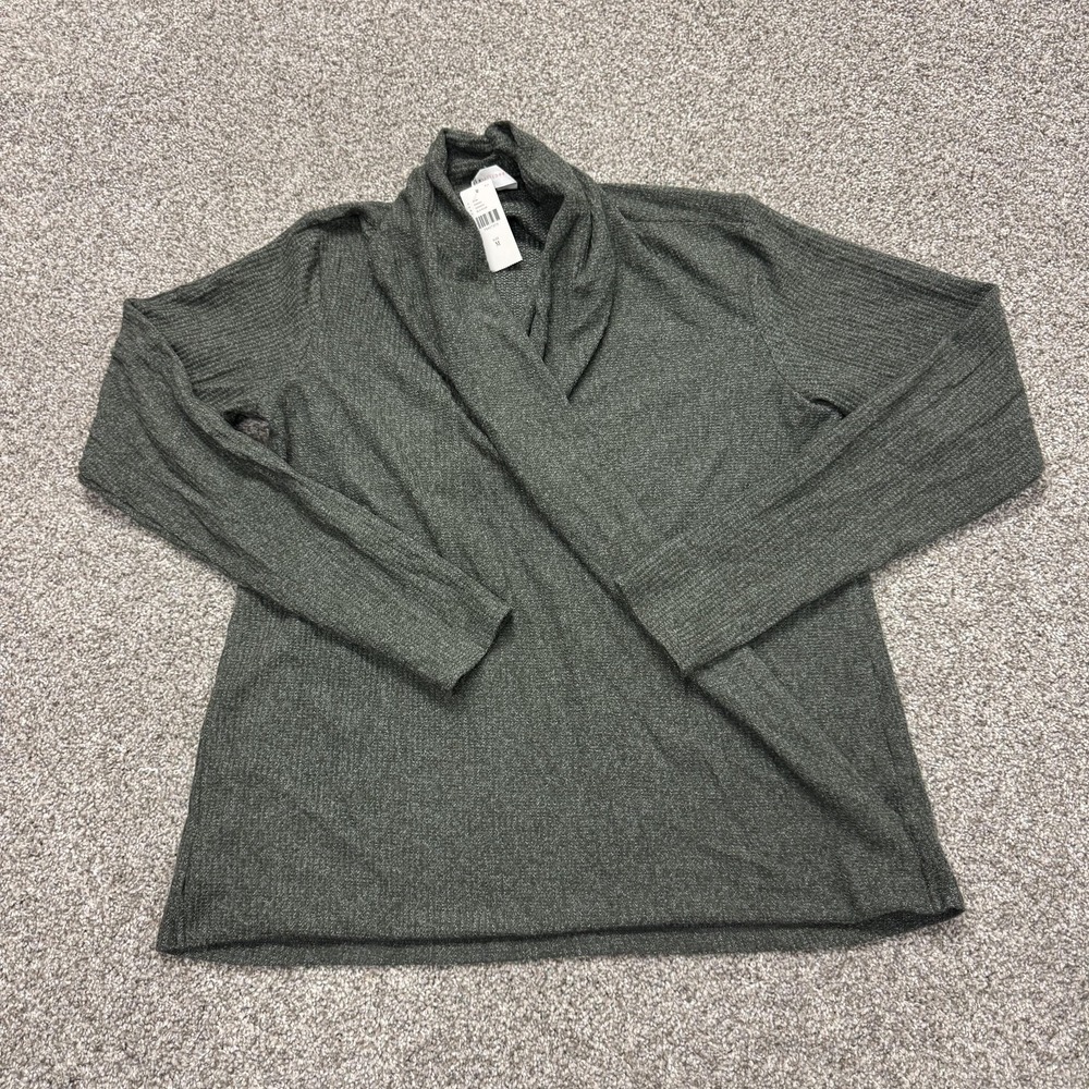 Daily Practice Sweater Womens M Gray Cowl Neck Waffle-Knit Long Sleeve Tunic